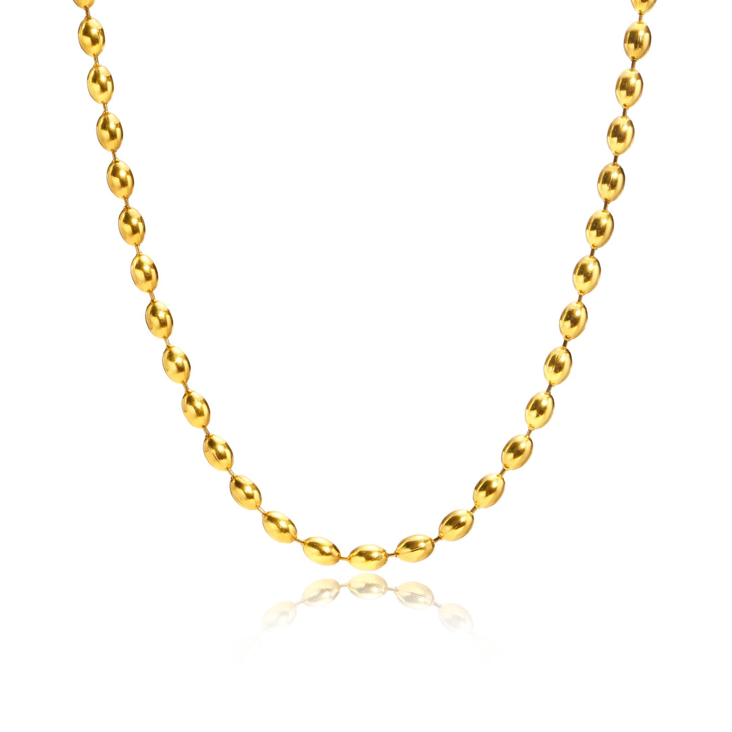 Women's Stainless Steel Beads Rugby Bead Simple Necklaces