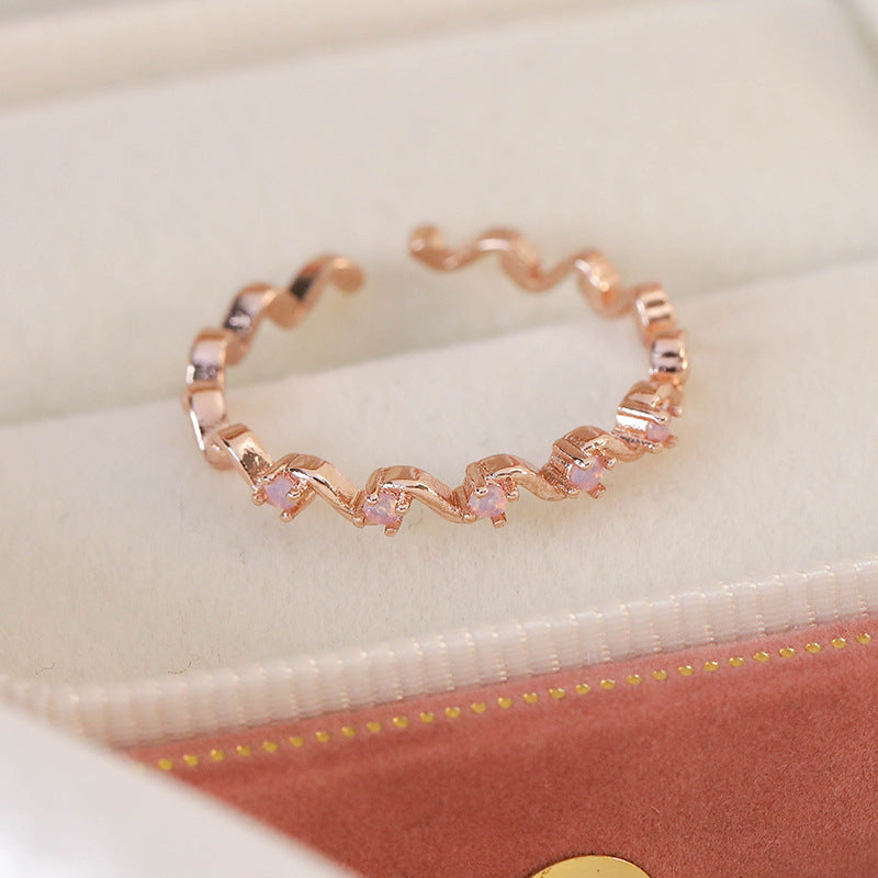 Micro Inlaid Zircon Niche Design Adjustable Rings
