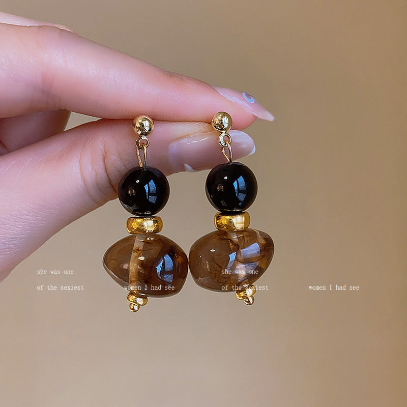 Women's French Retro Amber Elegant Design High-grade Earrings