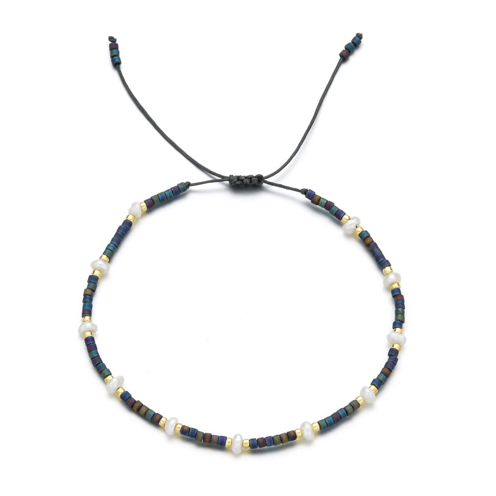 Bead Pearl Stylish Adjustable Woven Hand Strap Bracelets