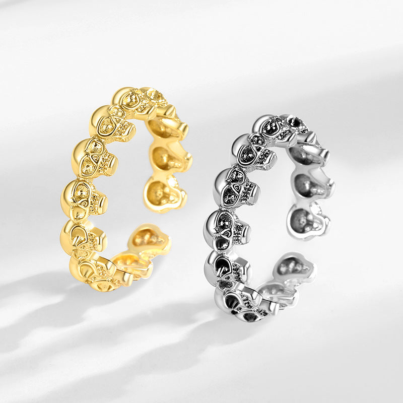 Cross Skull Female Imitation Thai Sier Rings