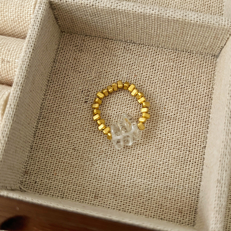 Beads Niche Design Advanced Finger Light Luxury Rings