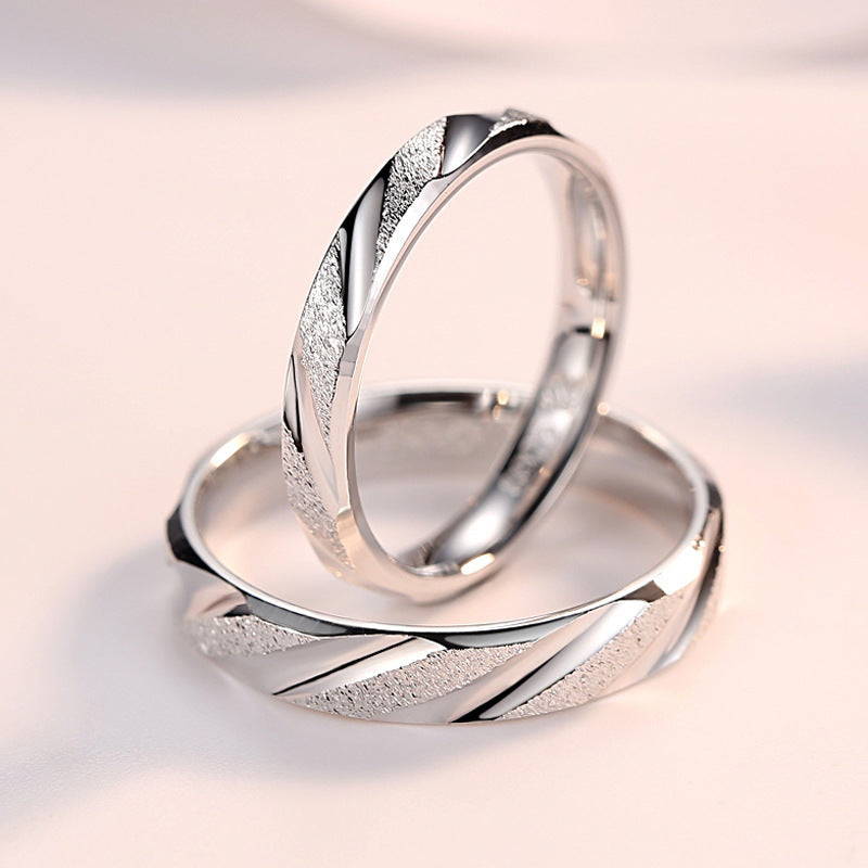Women's & Men's Couple Fashion Simple Bevel Cut Open Rings