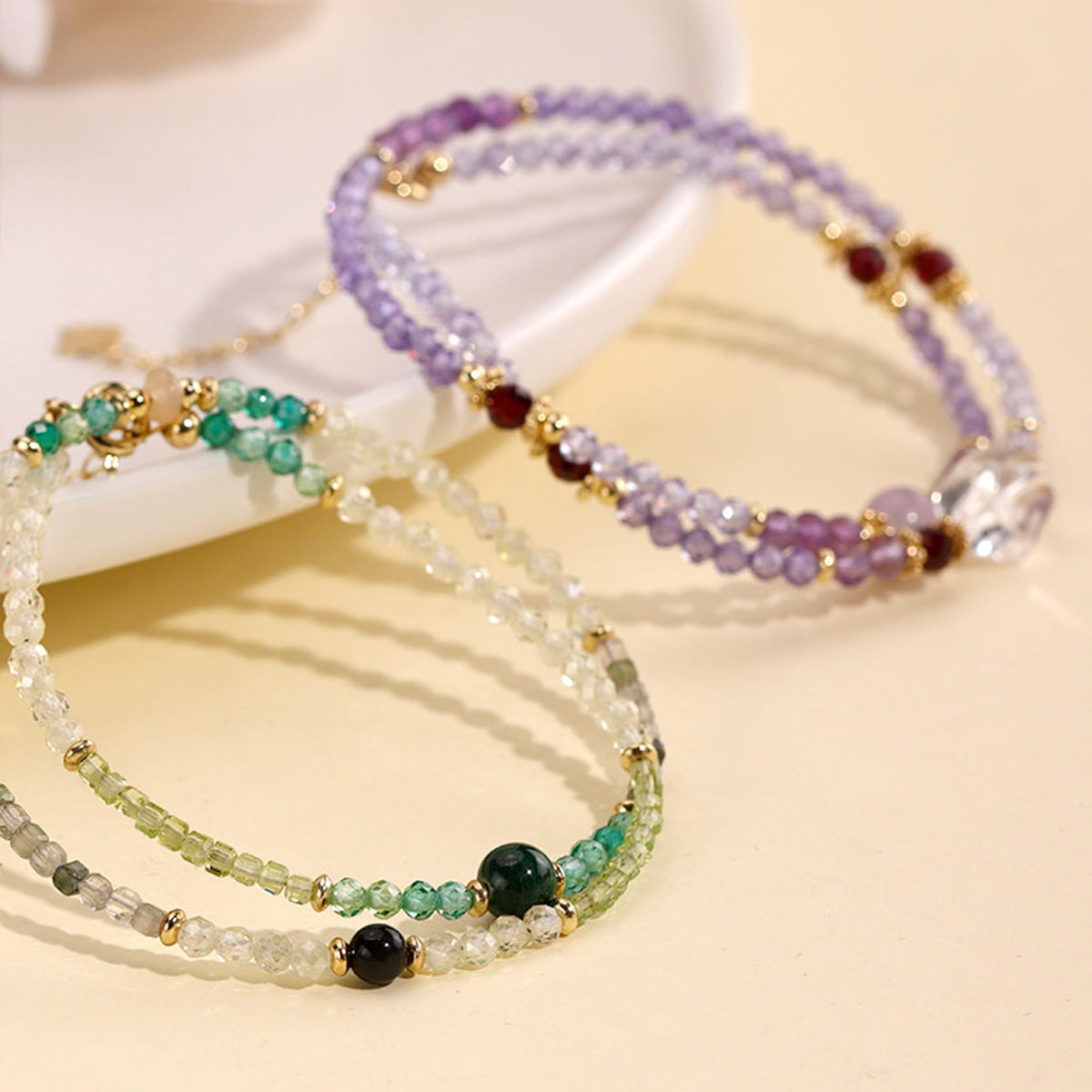 Amethyst Beaded Double Niche High Sense Bracelets