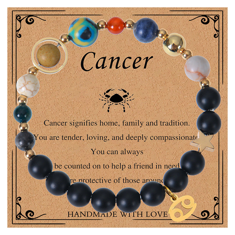 Frosted Stone Beaded Eight Planets Constellation Bracelets