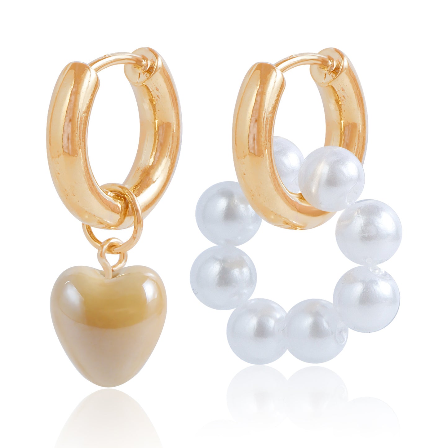 Imitation Pearl Beaded Female Asymmetric Love Earrings