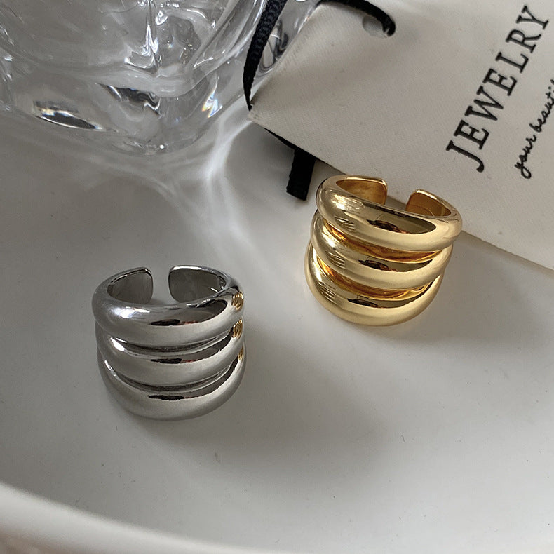 Women's Brass Real Gold Electroplated French Exaggerated Rings