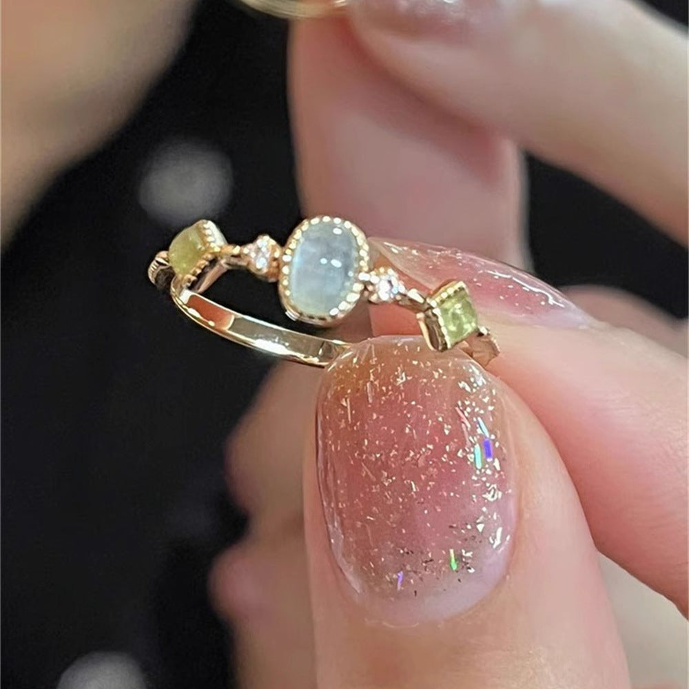 Sier Niche Gentle Natural Colored Gems Female Rings