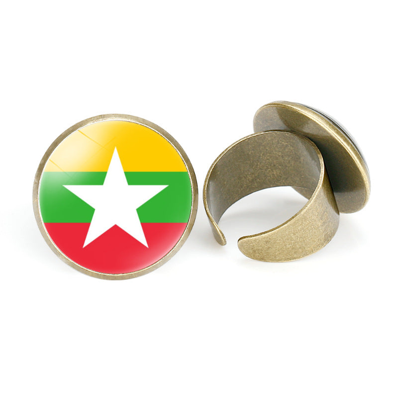 Asian Flags Vintage Open Bahrain Turkey Rings