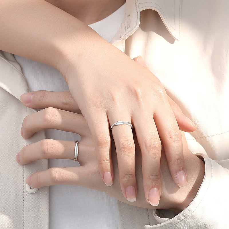 Pure Sier Interwoven Mobius Couple Niche Design Rings