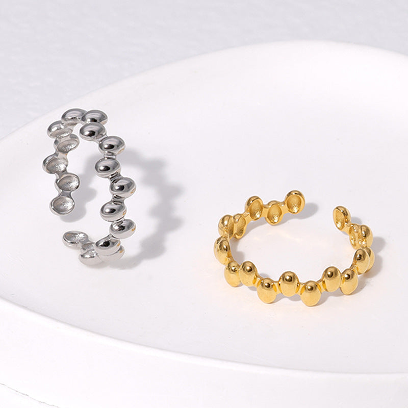 Irregular Geometric Titanium Steel Female Open Rings