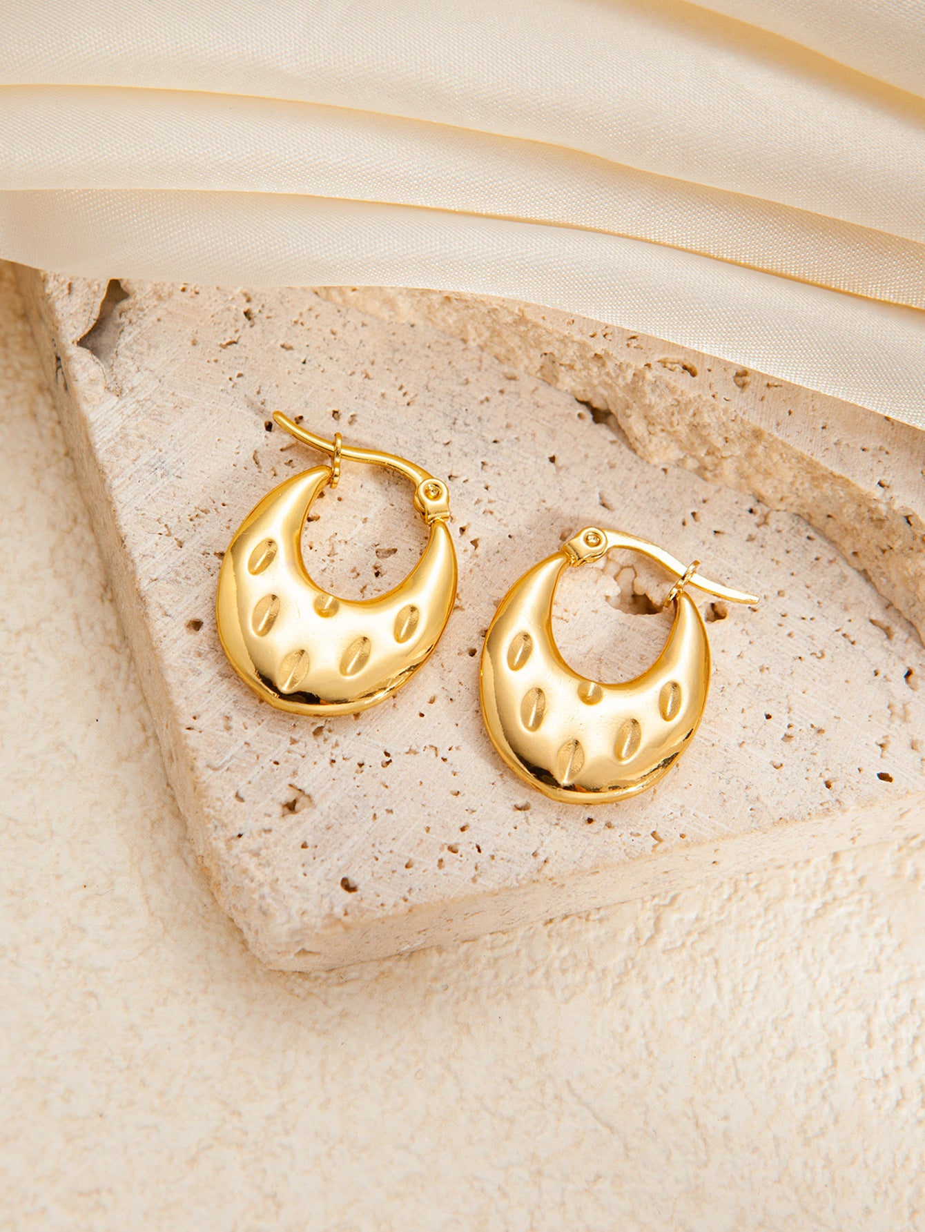 Stainless Steel Ginkgo Leaf Petals Golden Earrings