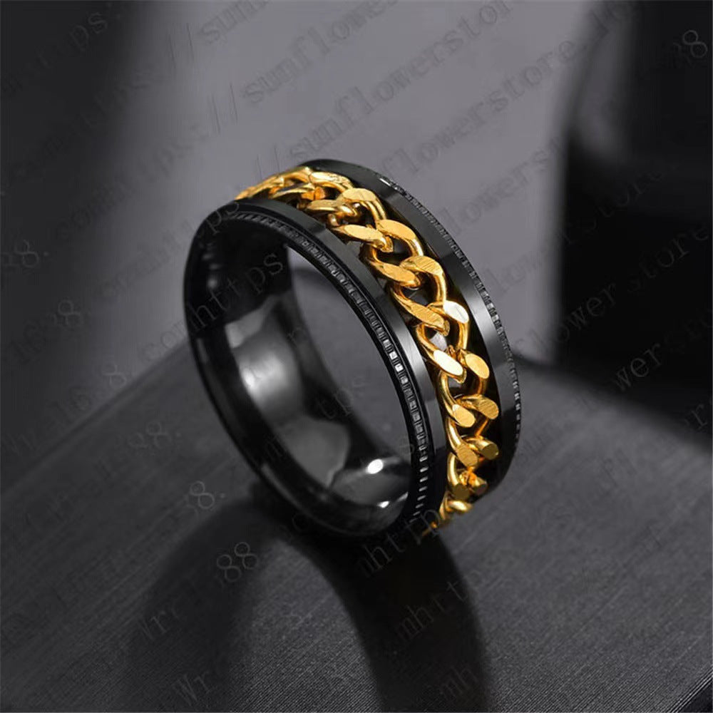 Men's Titanium Steel Embossed Chain Stainless Decompression Rings