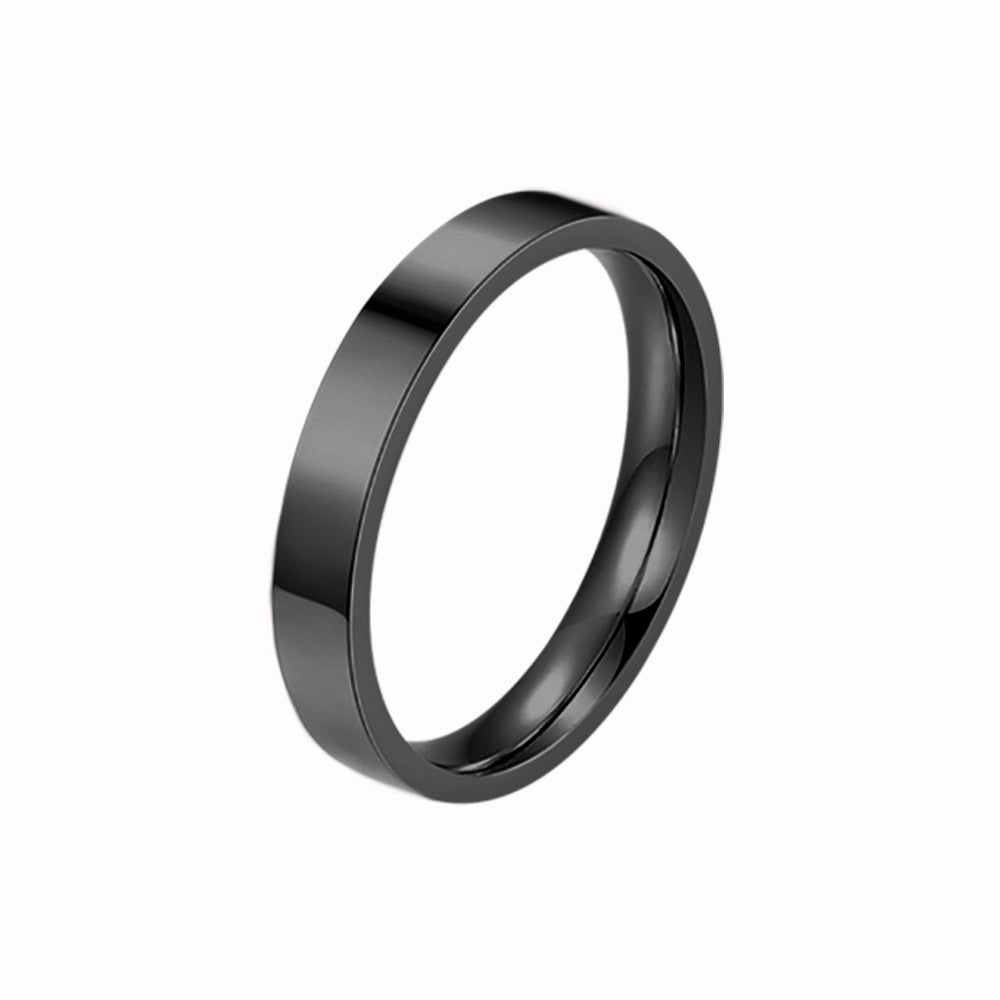 Simple Titanium Steel Glossy Flat Single Rings