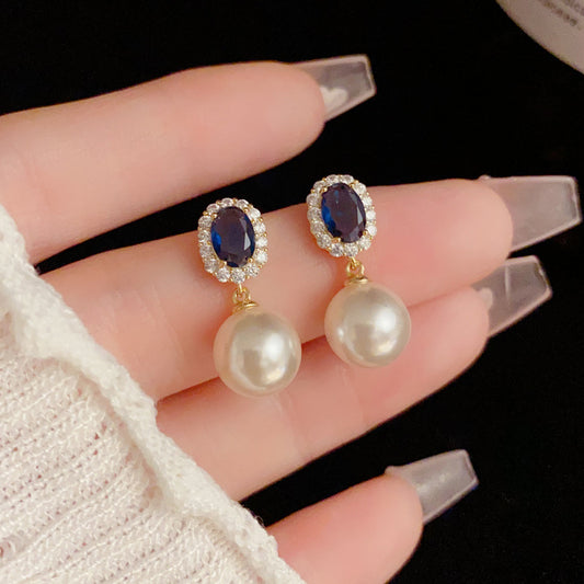 Blue Gem Pearl Gentle Stylish High Rings