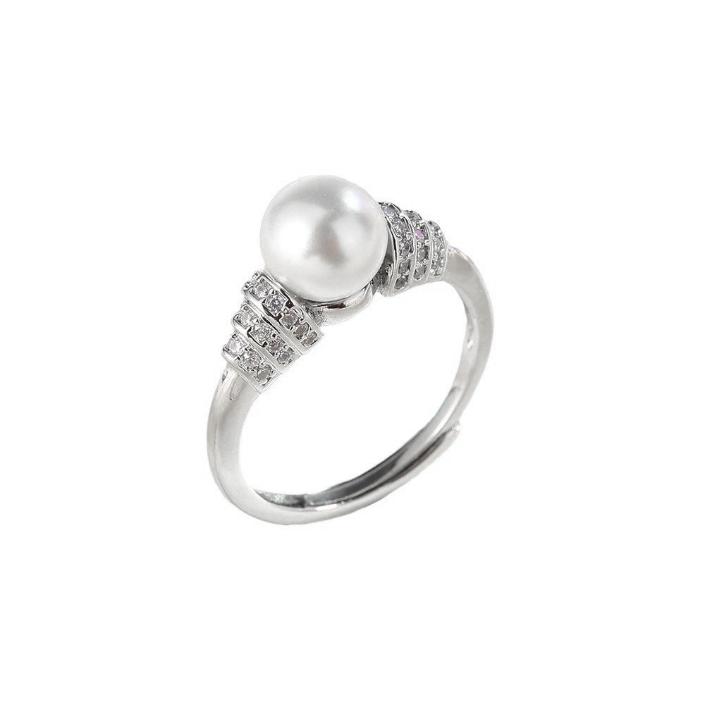 Antique Twist Pearl Gold-plated High Sense Court Rings