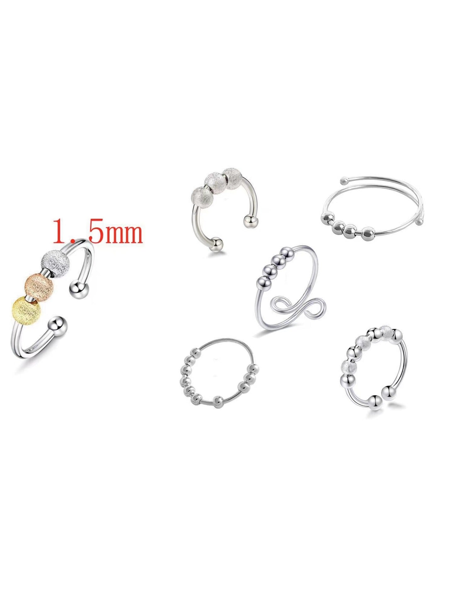 Shining Sand Beads Anxiety Personality Fashion Ornament Rotating Simple Rings
