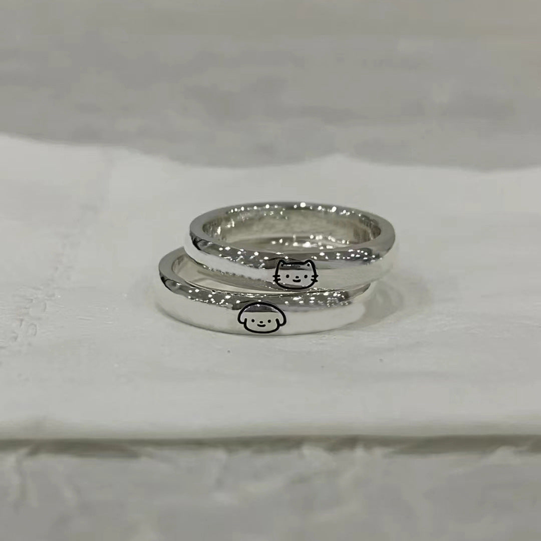 Women's & Men's Iti Puppy Kitty Cartoon Pattern Hello Rings