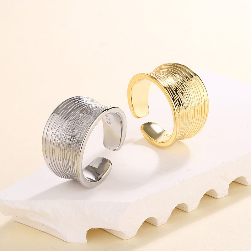 Women's Geometric Wide-brimmed Striped For Simple Irregular Rings
