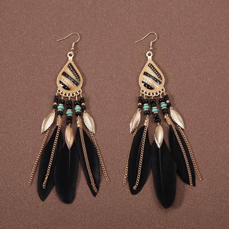 Women's Tassel For Water Drop Long Ethnic Earrings