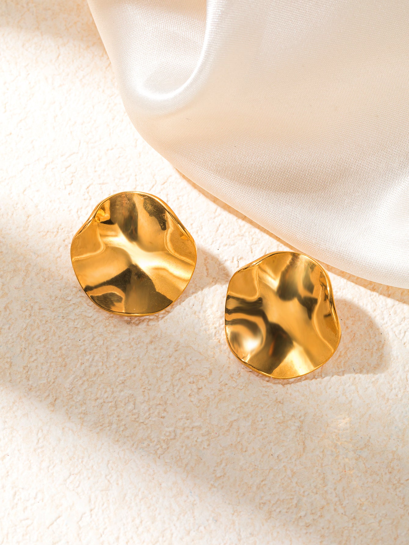Stainless Steel Ginkgo Leaf Petals Golden Earrings