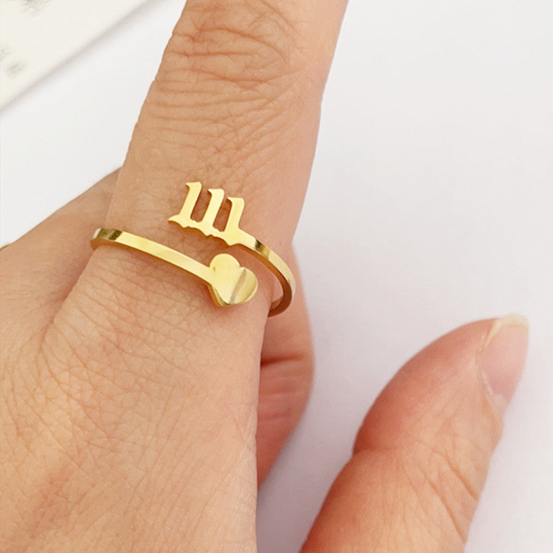 Stainless Steel Lucky Digital Auspicious Knuckle Rings