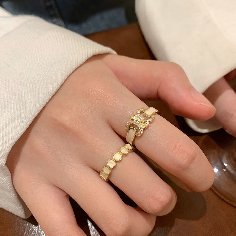 Zircon Letters Female Niche Design Opening Rings