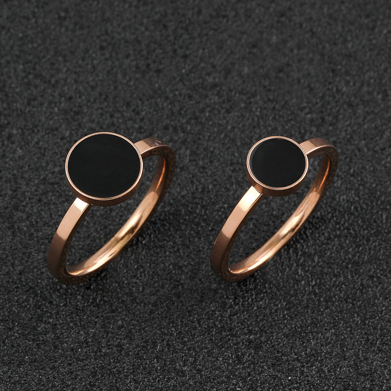 Women's Style Stainless Steel Ornament Welding Round Size Rings