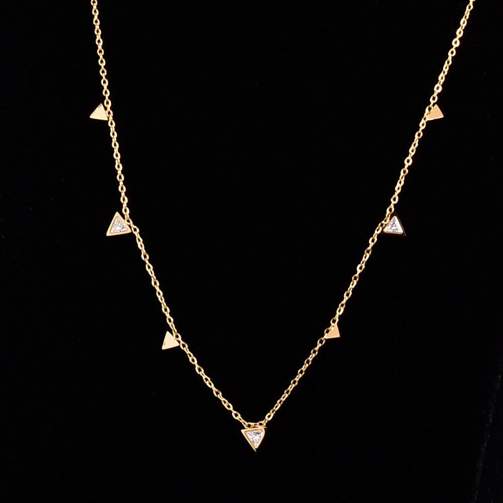 Sparkling Ornament Water Drop Triangle Zircon Necklaces