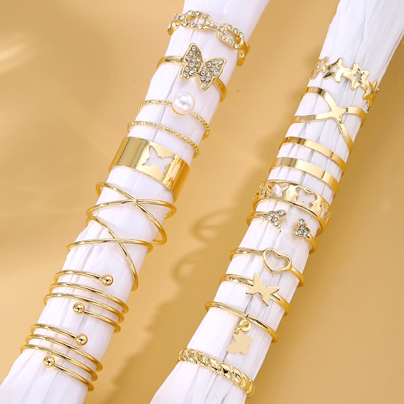 Butterfly Mixed Pearl Female Niche Senior Knuckle Suit Rings