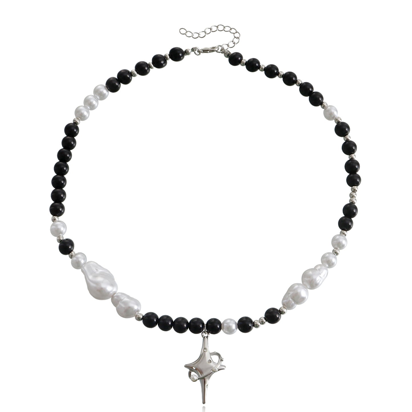 Ornament Vintage Weave Black White Beaded Necklaces