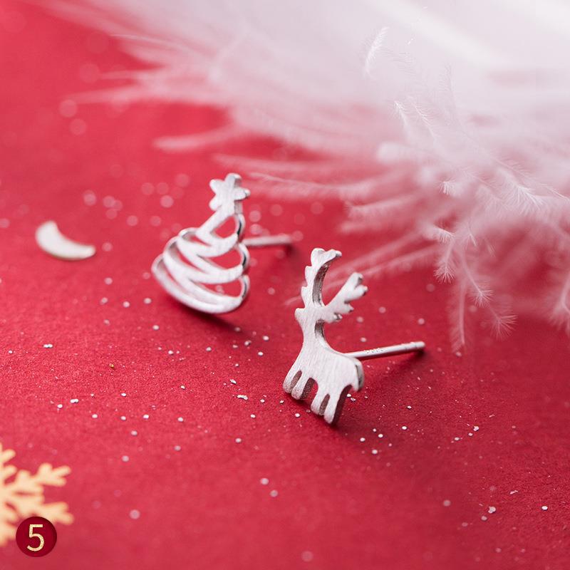 Series Elk Snowflake Small Antlers Fresh Earrings