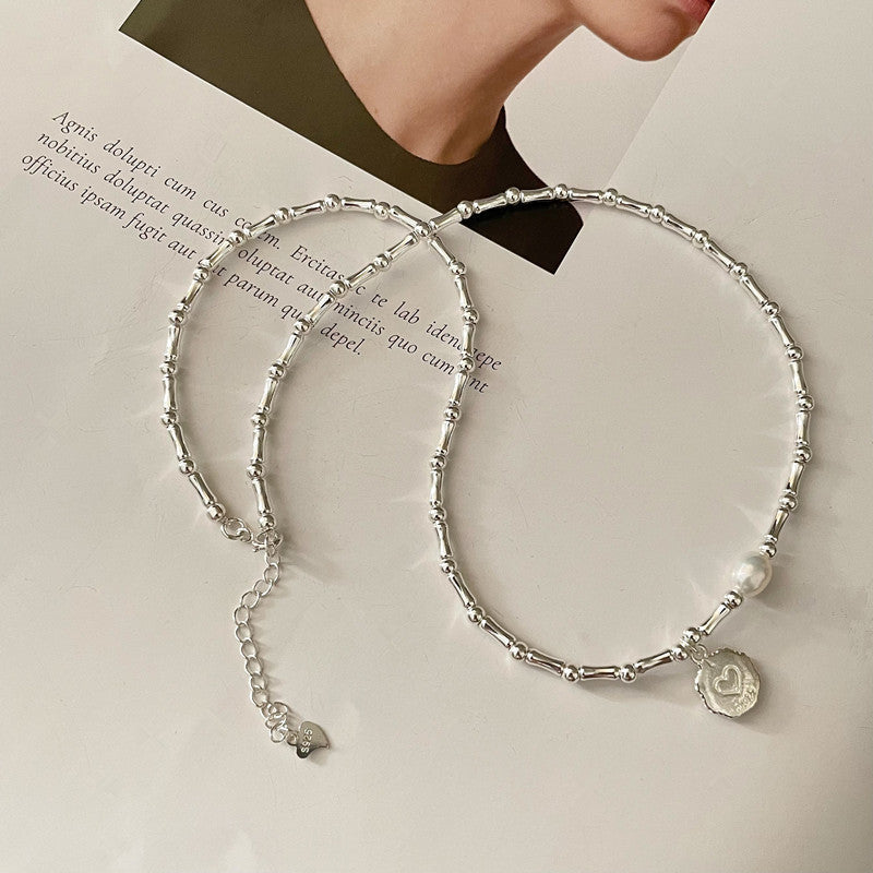 Style Sterling Sier Handmade Bamboo Heart-shaped Necklaces