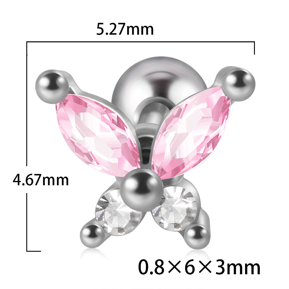 Stainless Steel Fashion Zircon Butterfly Personality Earrings