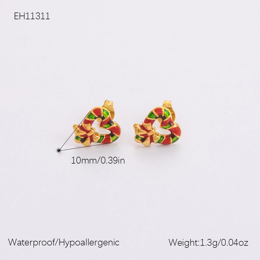 Gold Stainless Steel Christmas Elderly Snowman Necklaces