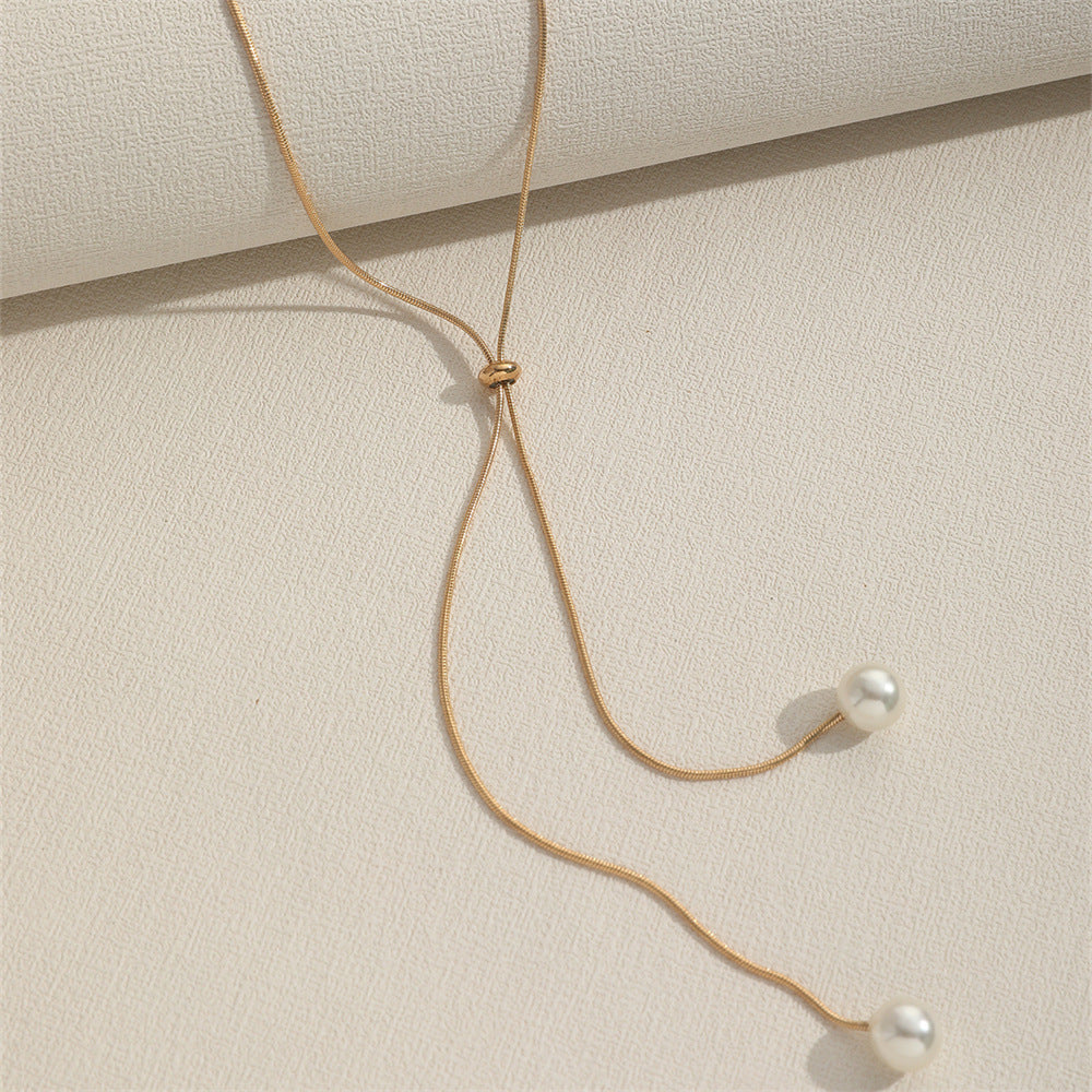 Pull Adjustable Pearl High-grade Design Sense Necklaces