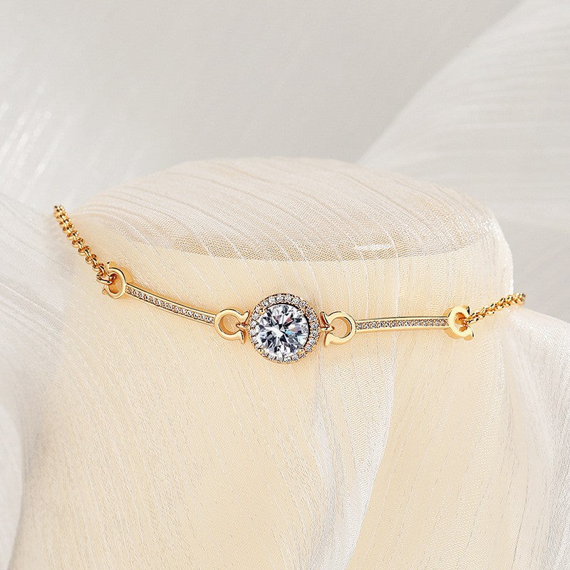 Women's Champagne Gold Zircon Temperament Wild Pull Bracelets