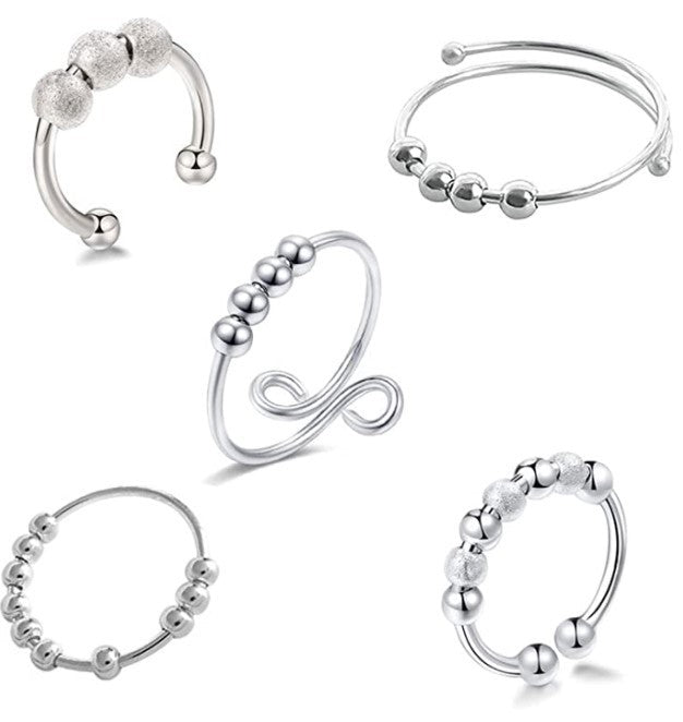 Shining Sand Beads Anxiety Personality Fashion Ornament Rotating Simple Rings