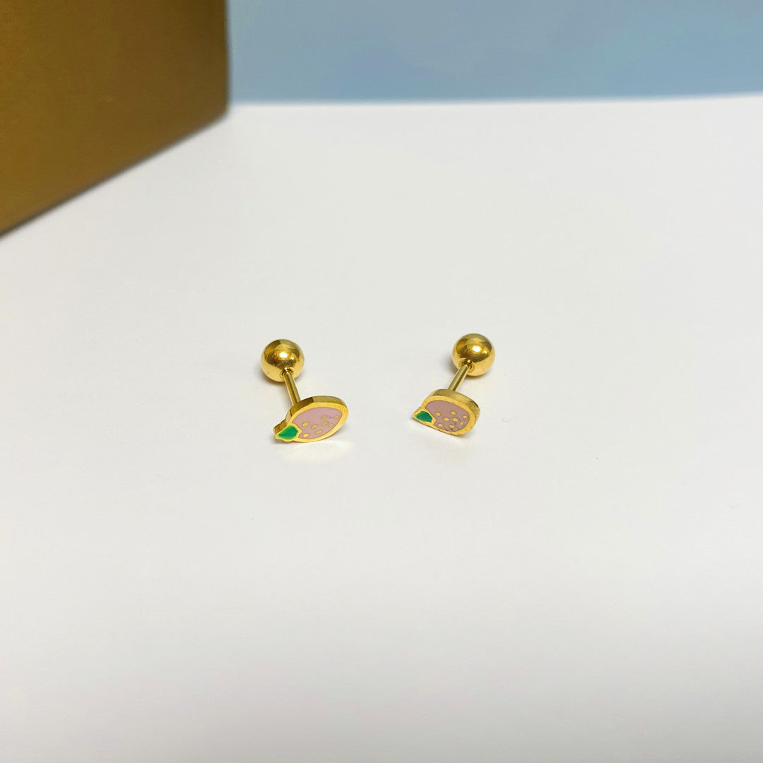 Women's Simple Small Golden Ear Bone Titanium Rings