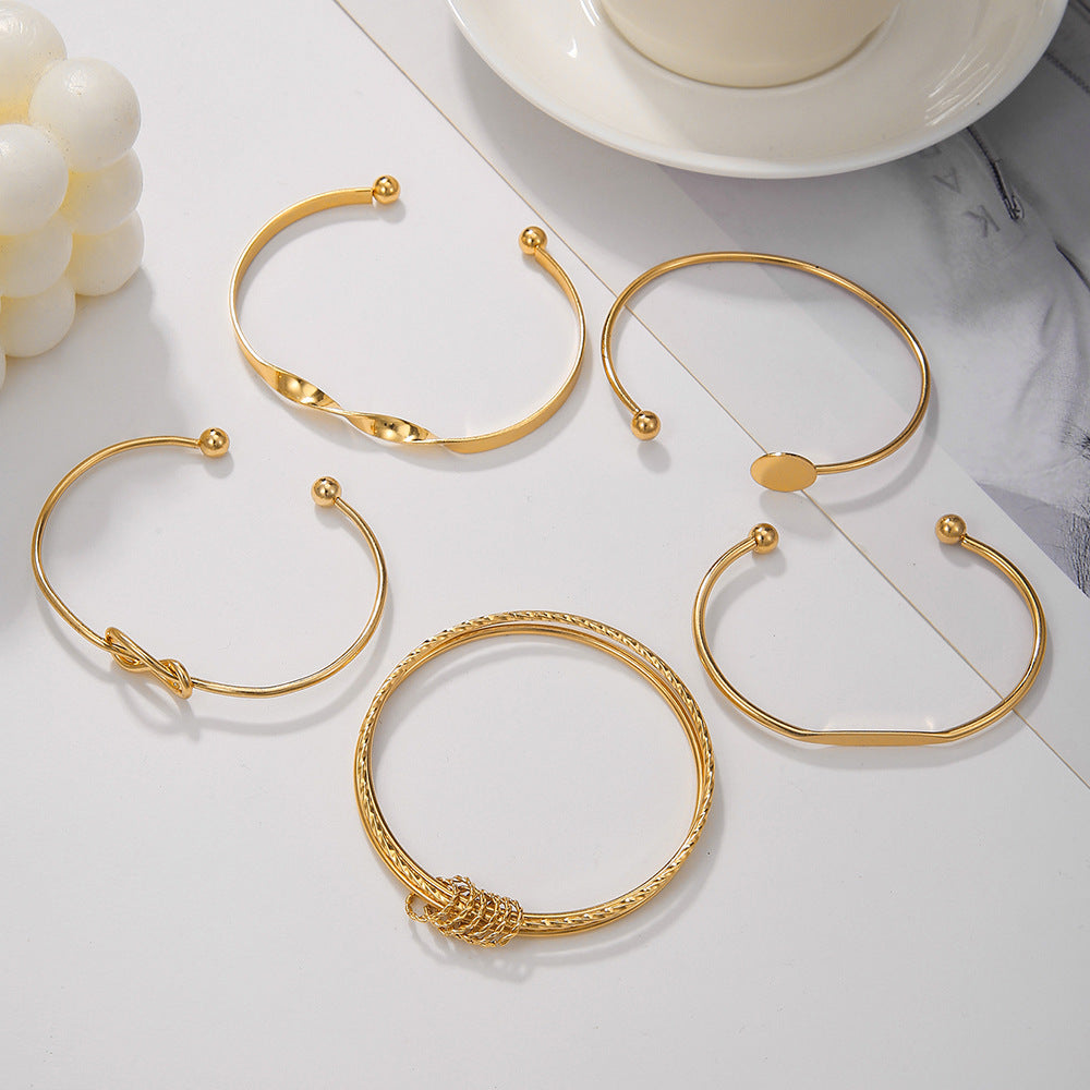 Women's Twin Suit Round Knot Geometric Metal Bracelets