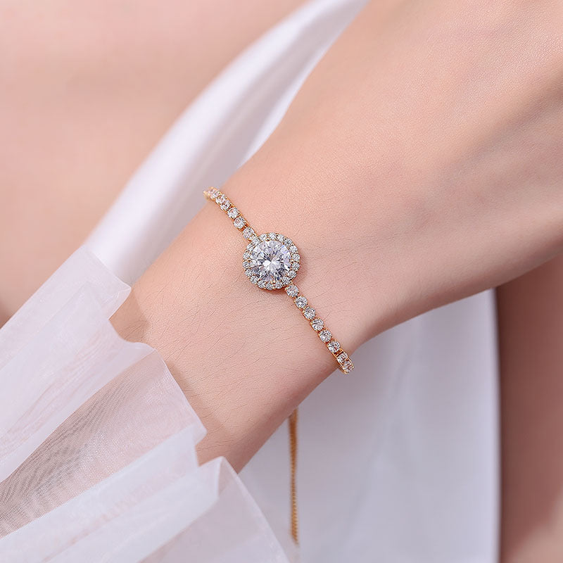 Women's Champagne Gold Zircon Temperament Wild Pull Bracelets