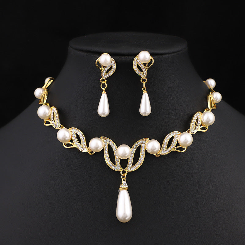 Price Pearl Female Fashion Temperament Alloy Drop-shaped Bride Formal Necklaces