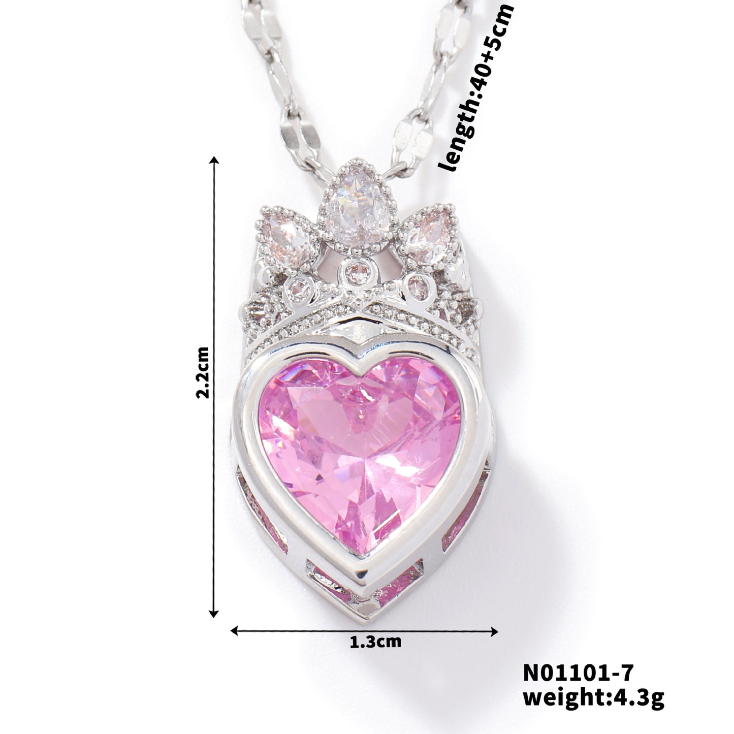 Exquisite Crown Heart Shape Copper Inlaid Necklaces
