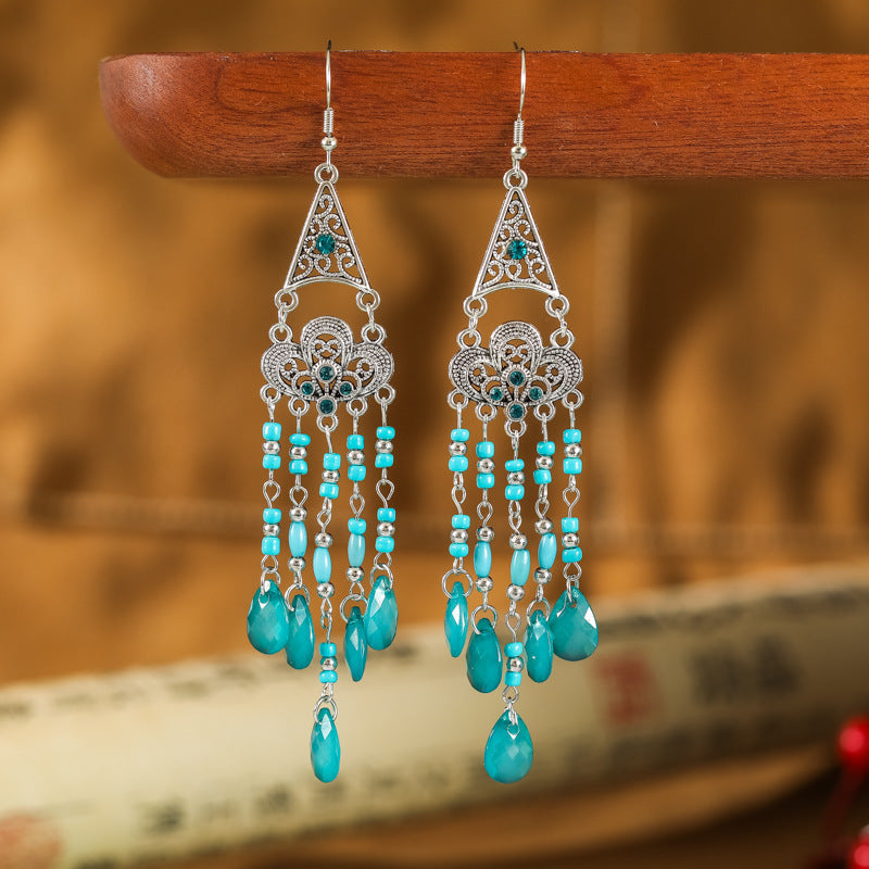Long Female Daisy Pattern Water-drop Eardrops Earrings