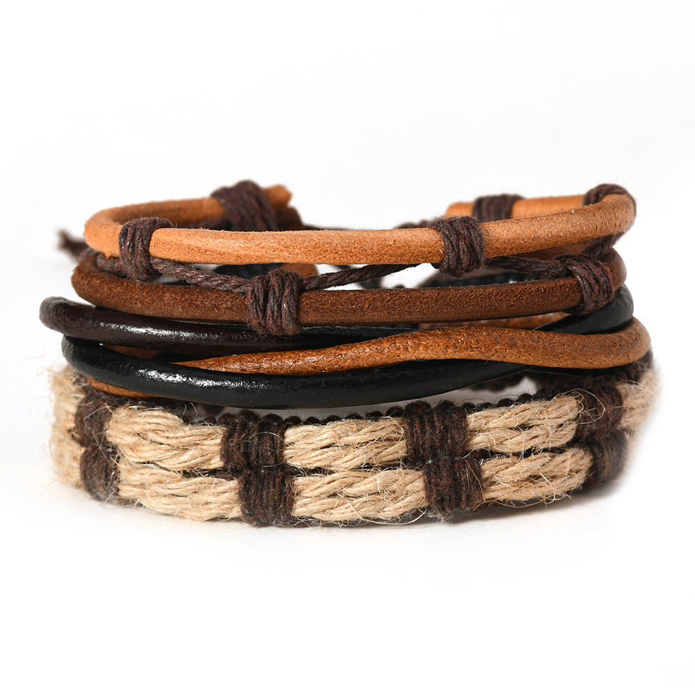 Men's Ornament Simple Handmade Woven Cattle Leather Bracelets