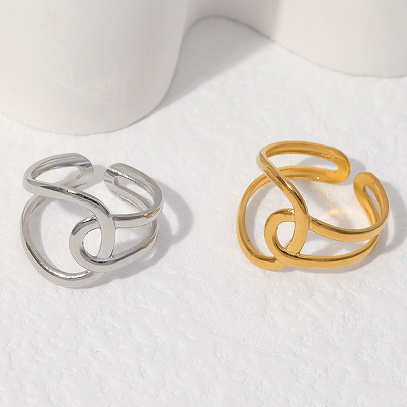 Steel Open-end Female Personality Geometry Stainless Simple Rings