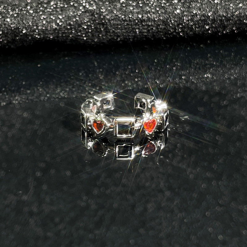 Colorful Crystals Zircon Light Luxury Open Female Design Rings