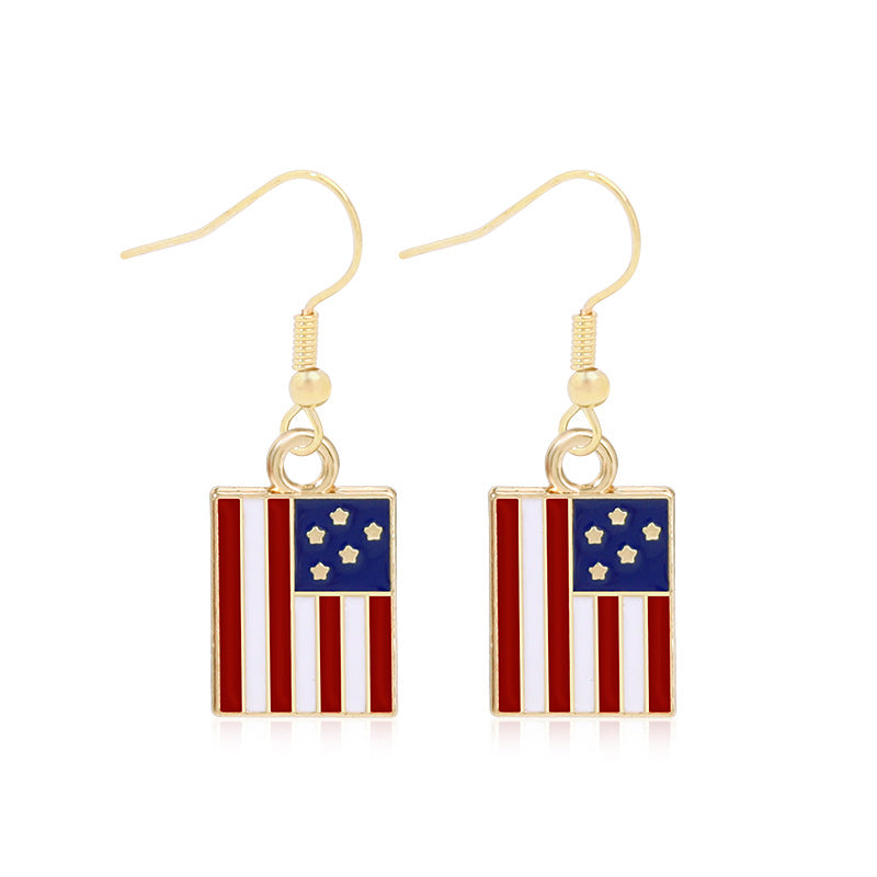 Alloy Dripping Oil Stars Stripes National Rings