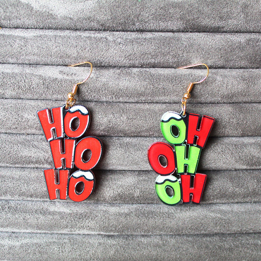 Women's & Men's Christmas Creative Acrylic Letter Double-sided Asymmetric Eardrops Earrings