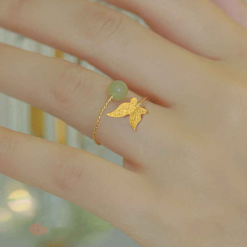 Jade Cube Sugar Female Retro Temperament Color Rings